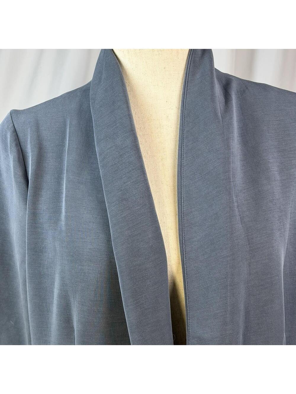 Skies Are Blue Open Blazer Jacket  3/4 Sleeve Floral Lined Blue Gray Large - Picture 5 of 9
